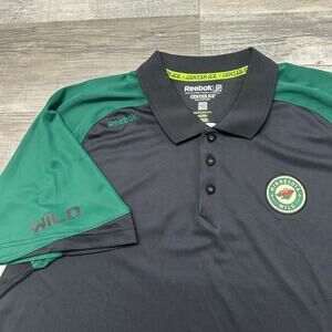 Reebok NHL Center Ice Play Dry Minnesota Wild Mens 2XL Ice Hockey Polo Shirt EUC